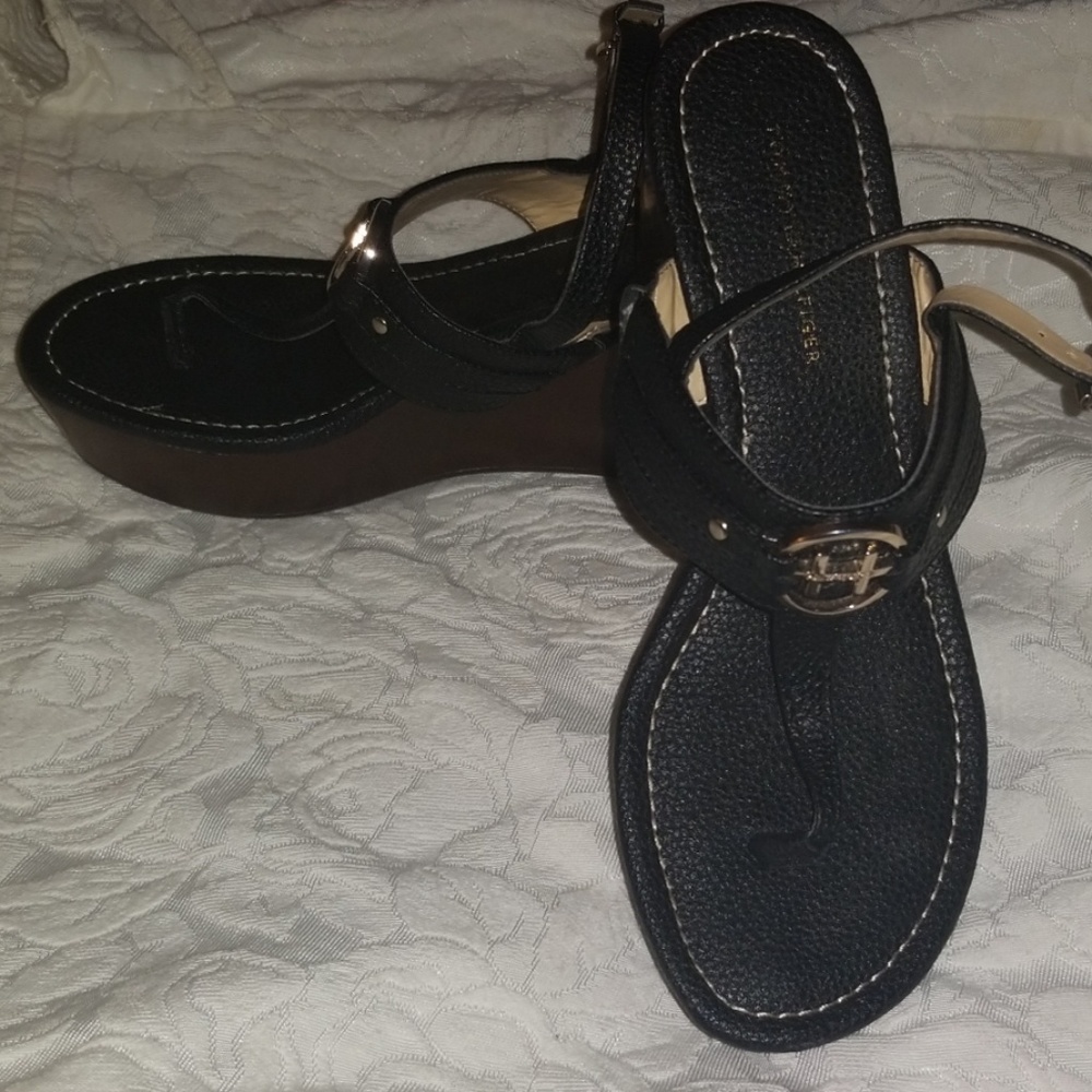 Black Wedge Sandals